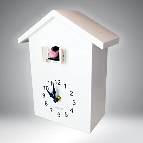 Walplus White Minimalist Cuckoo Clock - White Window With Changeable 4 Birds #TOP2