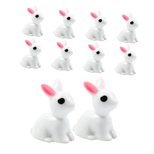 Amosfun 10 Unidades Miniatura Conejo Blanco Decoración de Jardín Hada Micro Paisaje Ornamento para Plantas Suculentas y Bonsáis Photo Props
