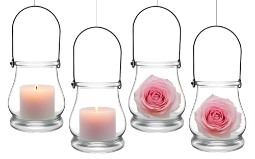 4PCS Hanging Candle Holder for for Wedding Glass Tea Lights Candles Holders