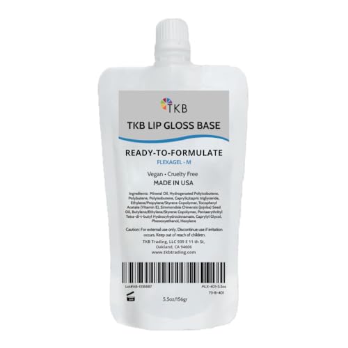 TKB Lip Gloss Base (Flexagel M) | Ready-To-Formulate| Moisturizing High Shine Crystal Clear Vegan and Cruelty free| Made in USA. (5.5oz (156g))