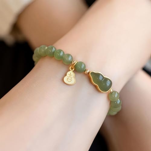 Hetian Jade Gourd Bracelet – Lucky Stretch Jade Bracelet for Wealth, Health, Success, Longevity, Protection & Fortune – Prosperity Jewelry for Career & Positive Energy3