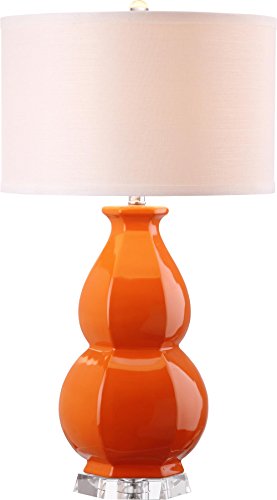 Lámpara de mesa Safavieh Juniper base naranja y pantalla blanca