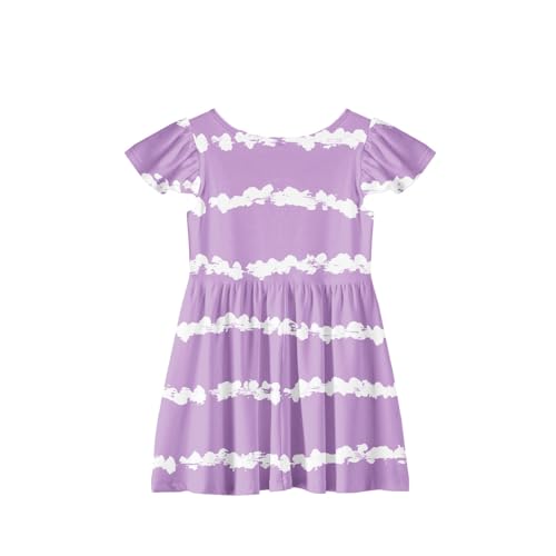 Girls Polka Dot Dress Flutter Sleeve Casual A-Line Summer School Dress for Kids Ages 4-142