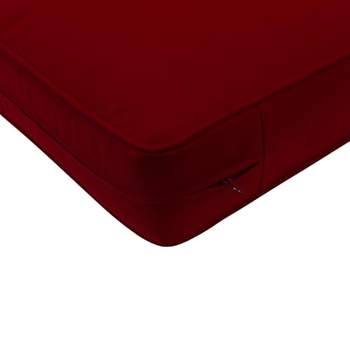 Image of QILLOWAY Outdoor /Indoor Deep Seat Cushions for Patio Furniture, All Weather Lawn Chair Cushion 24 x 24 inchs 1 Set(Red)