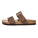 FUNKYMONKEY Unisex Slide Sandals Adjustable Double Buckle with Soft Footbed Comfort Slides for Women and Men (6 W/4.5 M, Brown-BS)