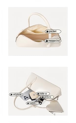 Vegan Leather Shoulder Purse with Heart Bag Y2k Aesthetic Handbag Top Handle Women Trendy Purses 20254