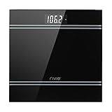 RIVIO Digital Body Weight Bathroom Scale with Step-On Technology and Large LCD Backlight Display,6mm Tempered Glass, High Precision Measurements,440 Pounds,Black