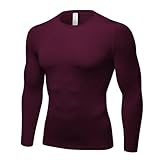Camisetas de compresión para hombre de manga larga camisetas para hombre ropa interior deportiva térmica running gimnasio Tops, Large