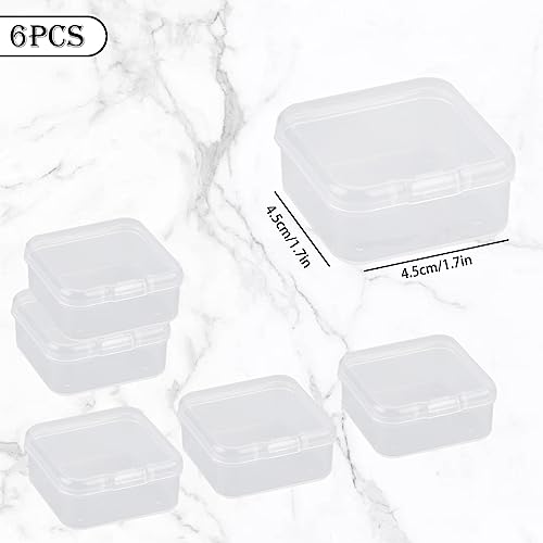 Image of GLADFRESIT 6Pcs Small Plastic Containers With Lids Mini Rectangular Empty Containers Box Case with Lid for Beads Business Cards Pills Small Items (4.5 * 4.5 * 2cm)