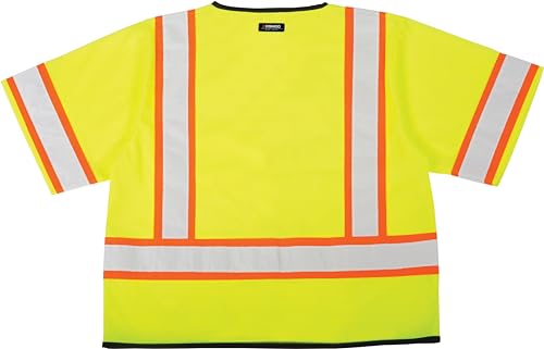 Kishigo Men's High Visibility Reflective Economy Single Pocket Contrasting Mesh Vest 1565, ANSI 107 Type R/Class 33
