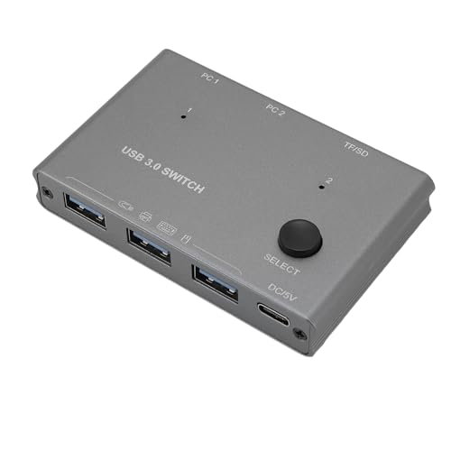 Switch USB 3.0, 2 Computadoras que Comparten 3 Dispositivos USB 3.0, Selector de Interruptor KVM USB para PC Laptop Keyboard Impresor del Mouse, con 2 Cables USB, para Wins for