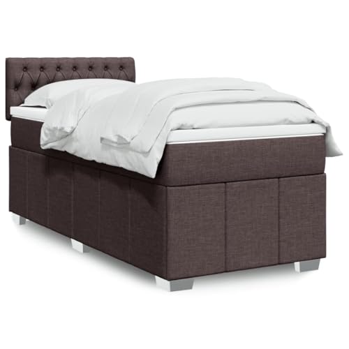 Brokky Cama Box Spring con colchón somier Mueble Cama Estructura Cama Bed Frame Cama con colchon Tela marrón Oscuro 90x190 cm
