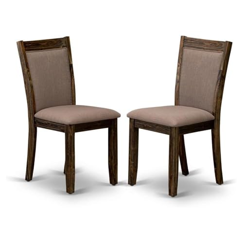 East West Furniture MZC7T48 Monza Parson Dining Chairs - Coffee Linen Fabric Padded Chairs, Set of 2, Distressed Jacobean