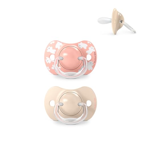Suavinex, Pack de 2 Chupetes para Bebés 6/18 Meses, con Tetina Fisiológica de Silicona SX Pro Simétrica, Plana y Flexible, Respeta el Desarrollo Bucodental, Wild&Free Rosa