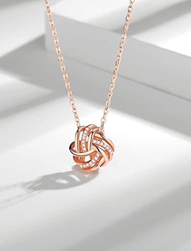 INFUSEU Sterling Silver Love Knot Earrings Necklaces for Women Girls, Romantic Love Forever Gifts for Girlfriend/Wife/Daughter3