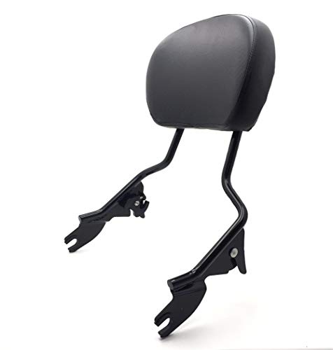 HTTMT MT501-005-BK Adjustable Black Backrest Sissy Bar with Pad Compatible with ALL YEAR Harley Davidson Touring Road King Street Glide (Need Docking Compatible with Install Sold Separately)