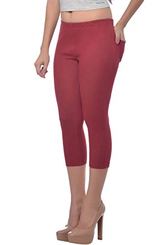 Image of Frenchtrendz Women's Cotton Modal Spandex Stretchable Slim Fit Jegging Capris
