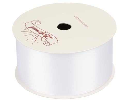 Zofrud White Satin Ribbon 38mm x 9 Meters - Ideal for Crafts Gift Wrapping, Flower Bouquet, and Weddings, 38mm x 9M - Image 2