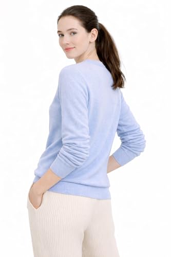 Image of Cashmeren Women's Basic Crewneck Sweater 100% Pure Cashmere Long Sleeve Round Neck Pullover