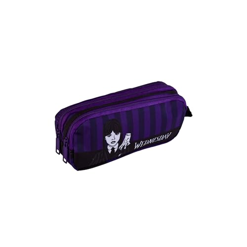Estuche Escolar Miercoles Addams y Enid - ToyBags - Interior Forrado y Cierre de Cremallera - 10 × 21 × 8 cm