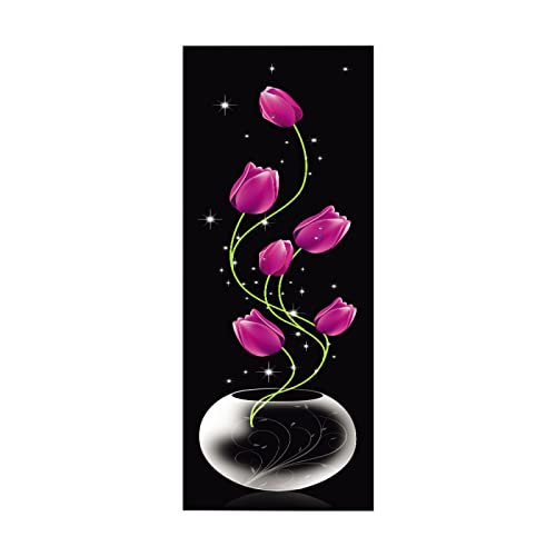 Pegatinas para puerta 3D, diseño de flores coloridas, 90 x 200 cm, adhesivo para puerta, 3D, papel pintado, PVC, para puerta, vinilo, impermeable, extraíble, decoración para el hogar