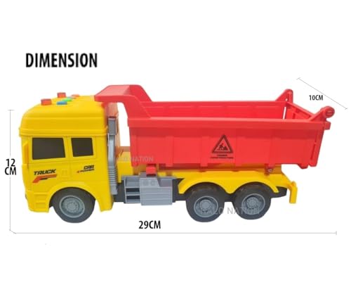 Image of HALO NATION Remote Control Dump Truck - 4 Channel RC Engineering Vehicle With Light & Sound for Kids, Big Size Dumper Red Yellow