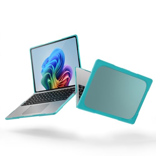 Heavy Duty Case Compatible with Microsoft Surface Laptop 7 13.8" 2024 with Fold Kickstand Shockproof Case Stylish & Rugged Protective Cover Dual Layer Hard Cover with TPU Bumper(Light Blue)
