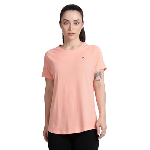 Image of Lavos Women's Regular Fit T-Shirt with Half Sleeve Round Neck, Bamboo & Cotton Gym, Yoga and Sports Wear for Women