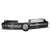 RDDY START Black Carbon Fiber Print Front Bumper Grille Compatible with 2010 2011 2012 2013 2014 Volkswagen MK6 Golf/GTI/Jetta Sportwagen Insert Bumper Upper Center Grille