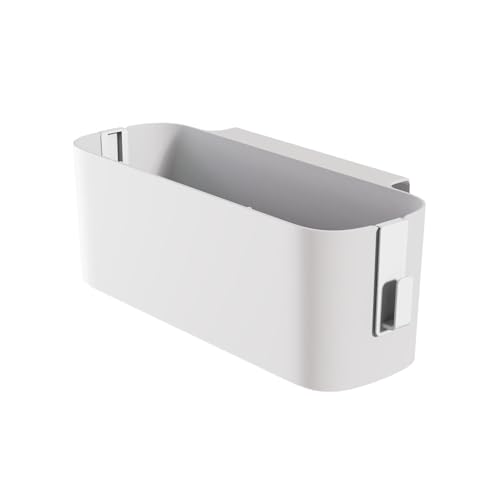 Tissting Bedside Organizer Storage White Plastic Caddy Hanging Basket 13x4.4x4.7 Inch Hanging Storage Container with 2 Hooks, Corner Rack for Collage Dorm, Baby Bed(White)