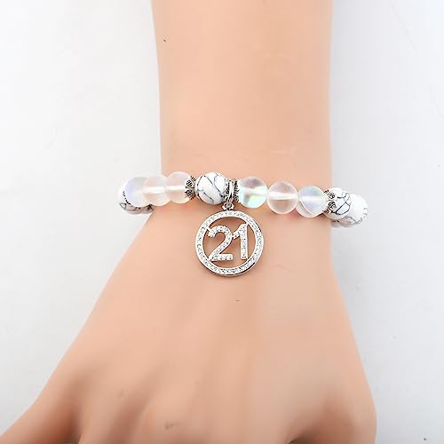 Image of FUSTMW 21st Birthday Bracelet Gift Happy 21st Birthday Gifts for Her 21 Years Old Jewelry Inspirational Gifts (21st bracelet)