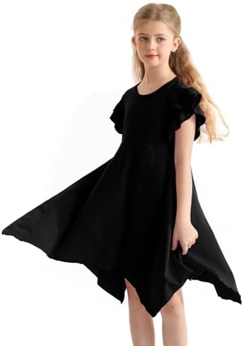 Girls Casual Dresses Summer Crew Neck Double Layer… Girls Casual Dresses Summer Crew Neck Double Layer…