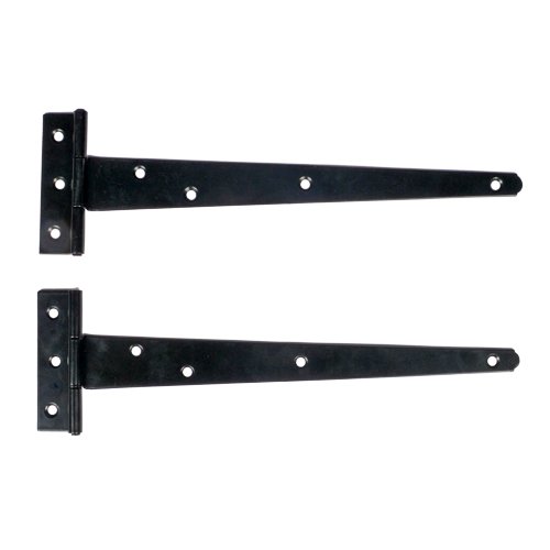Adonai Hardware Makheloth Antique Wrought Iron Light Duty Strap T-Hinge (10" x 2 Pack, Black Powder Coated) for Barn Doors, Gates, Kitchen Cabinets, Sheds, Wooden Box, Furniture, Chest and Trunks