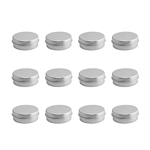 Image of Othmro 12Pcs Metal Round Tins 1.7oz Aluminum Cans 50ml Refillable Containers With Screw Lid for Salve Spices Lip Balm Tea Candies Silver 5728mm