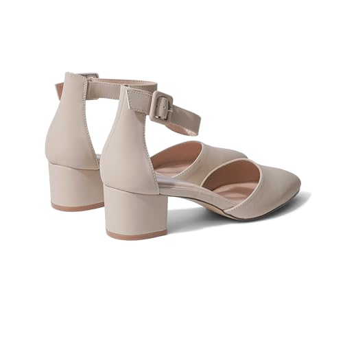 J. Adams Krista Heeled Sandal, Closed Toe Low Block Heels for Women, Wide Fit Dress Shoes for Teen Girls, Business Casual Short Heels, Closed Toe4