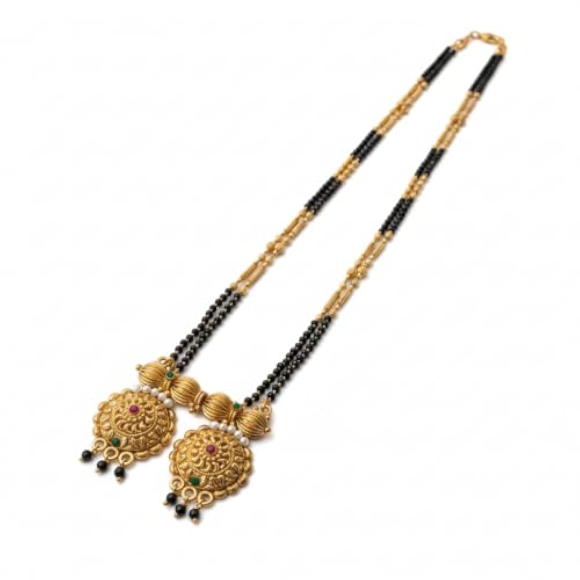 Traditional Maharashtrian Vati Mangalsutra with Black Beads
