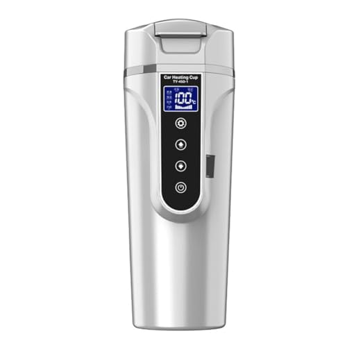 FACAIIO Chauffe-eau électrique pour voiture, 500 ml, contrôle de la température numérique, 304 pour intérieur en acier inoxydable, 75 C90 W, compatible 12 V/24 V