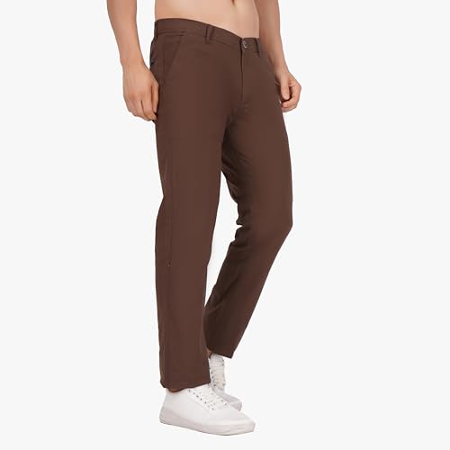 Image of Men's Regular Fit Linen Trousers | Slim Fit Lightweight Casual Pants | Stylish Dress Pants for Office or Travel | Premium Luxury Linen Trouser Pant with Breathable Comfort
