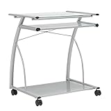 Calico Designs L-Shaped Computer Home Office Desks and Laptop Cart, 27''W x 18.75''D x 29''H, Silver