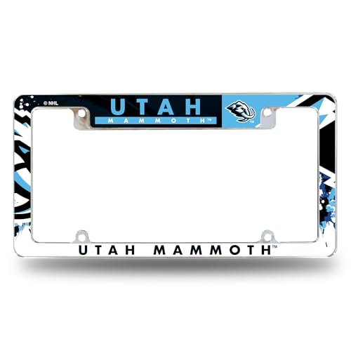 Rico Industries NHL Hockey Utah Mammoth Standard 12" x 6" Chrome All Over Automotive License Plate Frame for Car/Truck/SUV
