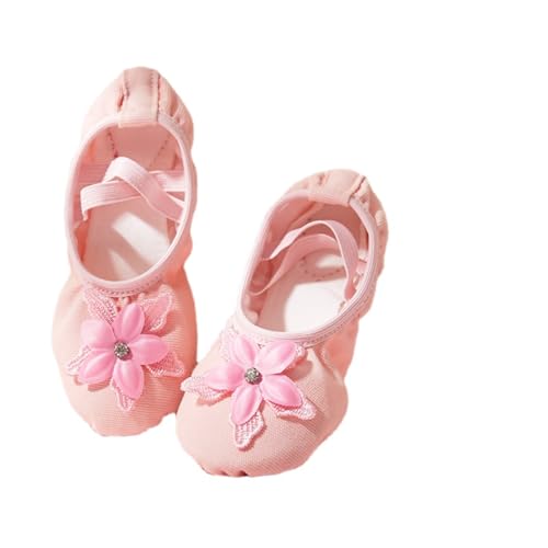 Anneken Ballet Shoes for Girls Toddler No Tie Canvas Dance Flats Practice Slippers Split Soft Leather Flat Shoes (Toddler/Little/Big Kid)