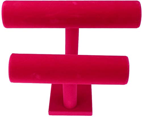 Brazalete Cadena Soporte de Reloj/Pulsera Collar Soporte de Estante Estante de exhibición de joyería/Terciopelo - Terciopelo Rosa Fuerte