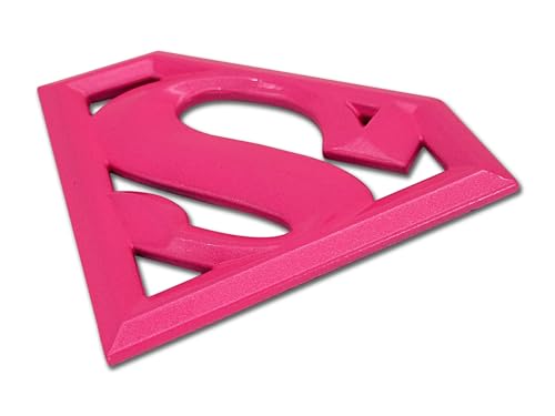 Image of Elektroplate Officially Licensed DC Comics Supergirl Hot Pink All Metal Emblem for Cars, Trucks, and All Auto | Universal Fit at 4.2 inch x 3.0 inch | Weatherproof
