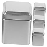SOLUSTRE 4 piezas Botes Pequeños de Hojalata Mate para Té y Tarros Herméticos Plateados de Almacenamiento Decorativo para Hogar y Oficina