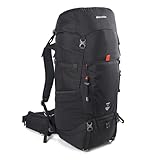 Eurohike Tibet 65 Litre Rucksack with Padded Harness & Multiple Pockets, 65L Backpack, Bag for Men & Women, Adjustable & Ventilated, Ideal for Commuting, Travelling, Camping, Hiking & Outdoors (Black)