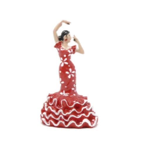 Z&H Dekorative Flamingo-Tänzerin, Figur aus Harz, rotes Kleid mit Blumen, spanisches Souvenir