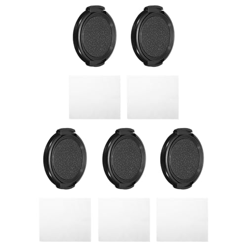 PATIKIL 40.5mm Lens Cap, 5 Pack Sides Pinch Snap Camera Lens Cover for Front Lens with Cleaning Cloth, Suitable for 40.5mm Thread Universal DSLR Lenses, Black
