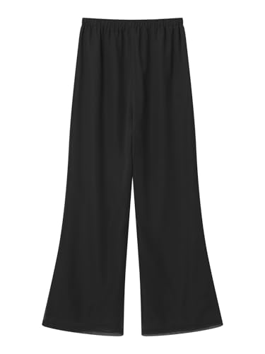 DINORMIN Women's Chiffon Pants Summer Casual Wide Leg Flared Palazzo Pants Long Trousers4