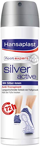 Hansaplast Silver Active - Spray para pies (150 ml), desodorante para pies antitranspirante con 72 h de protección contra el olor y el sudor, complejo activo con iones de plata