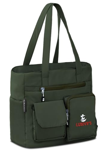 Image of Lusive's Double Pocket Handbag for Women: Stylish, Ideal Companion for Work, Travel, Polyester Material, Spacious 10-liter Capacity, 6 Pockets.
